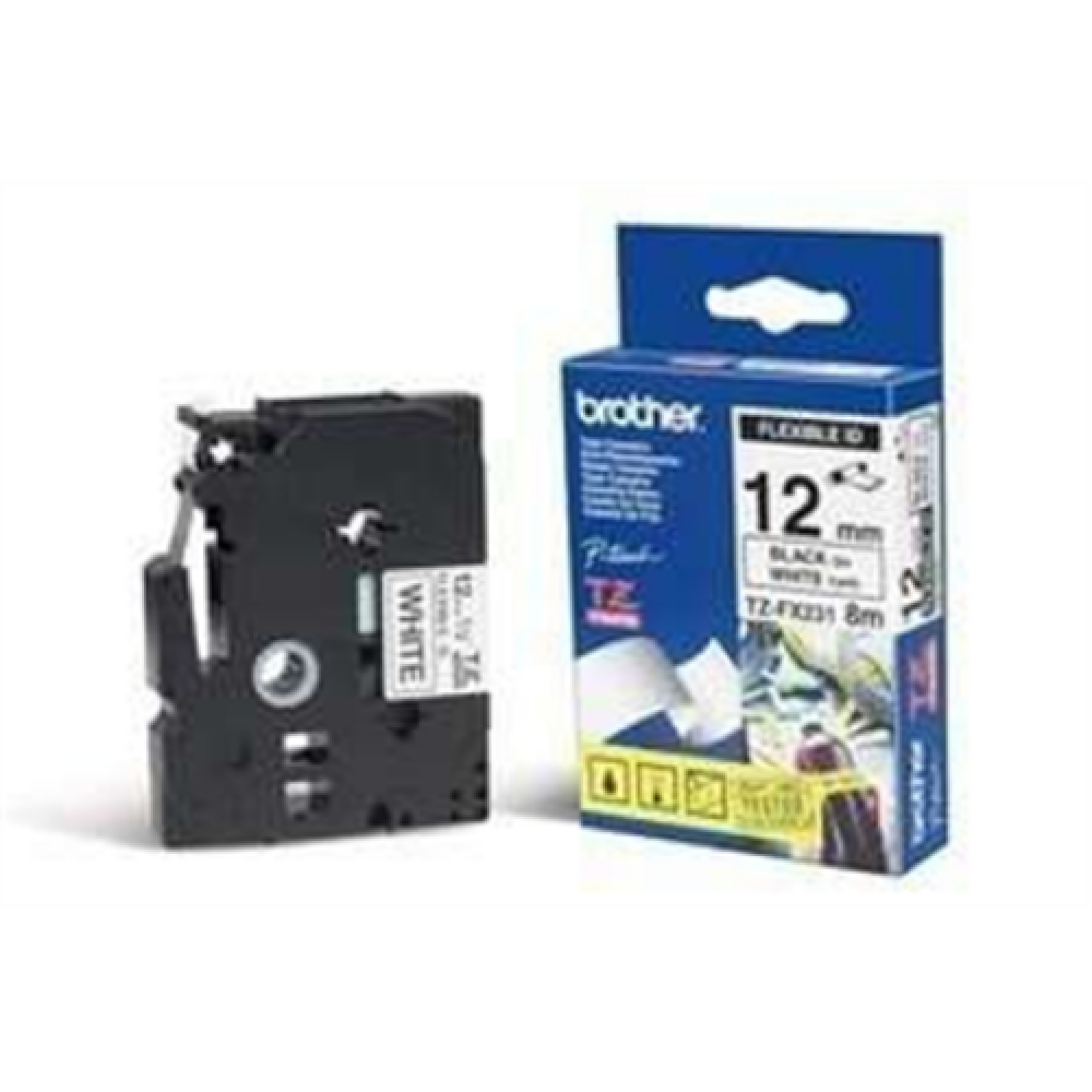 Brother , TZe-FX231 Flexible ID Laminated Tape , Black on White , TZe , 8 m , 1.2 cm