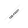 Brother , TZe-FX231 Flexible ID Laminated Tape , Black on White , TZe , 8 m , 1.2 cm