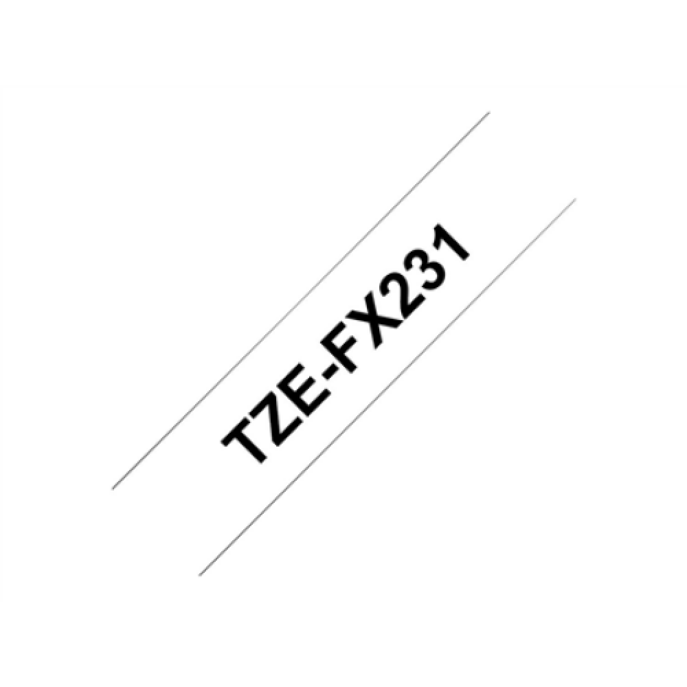 Brother , TZe-FX231 Flexible ID Laminated Tape , Black on White , TZe , 8 m , 1.2 cm