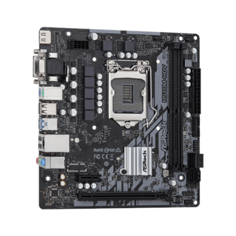 ASRock H510M-HDV R2.0 Processor family Intel, Processor socket LGA1200, DDR4 DIMM, Memory slots 2, Supported hard disk drive interfaces SATA, Number of SATA connectors 4, Chipset Intel H510, Micro ATX