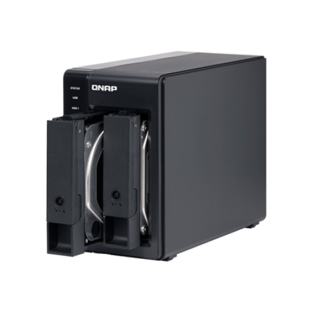 QNAP 2 Bay USB Type-C Direct Attached Storage with Hardware RAID , TR-002 , Micro , 6 GB , Black