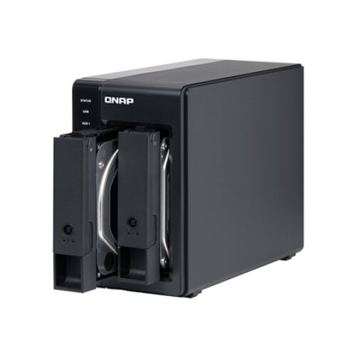 QNAP 2 Bay USB Type-C Direct Attached Storage with Hardware RAID , TR-002 , Micro , 6 GB , Black