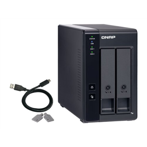 QNAP 2 Bay USB Type-C Direct Attached Storage with Hardware RAID , TR-002 , Micro , 6 GB , Black