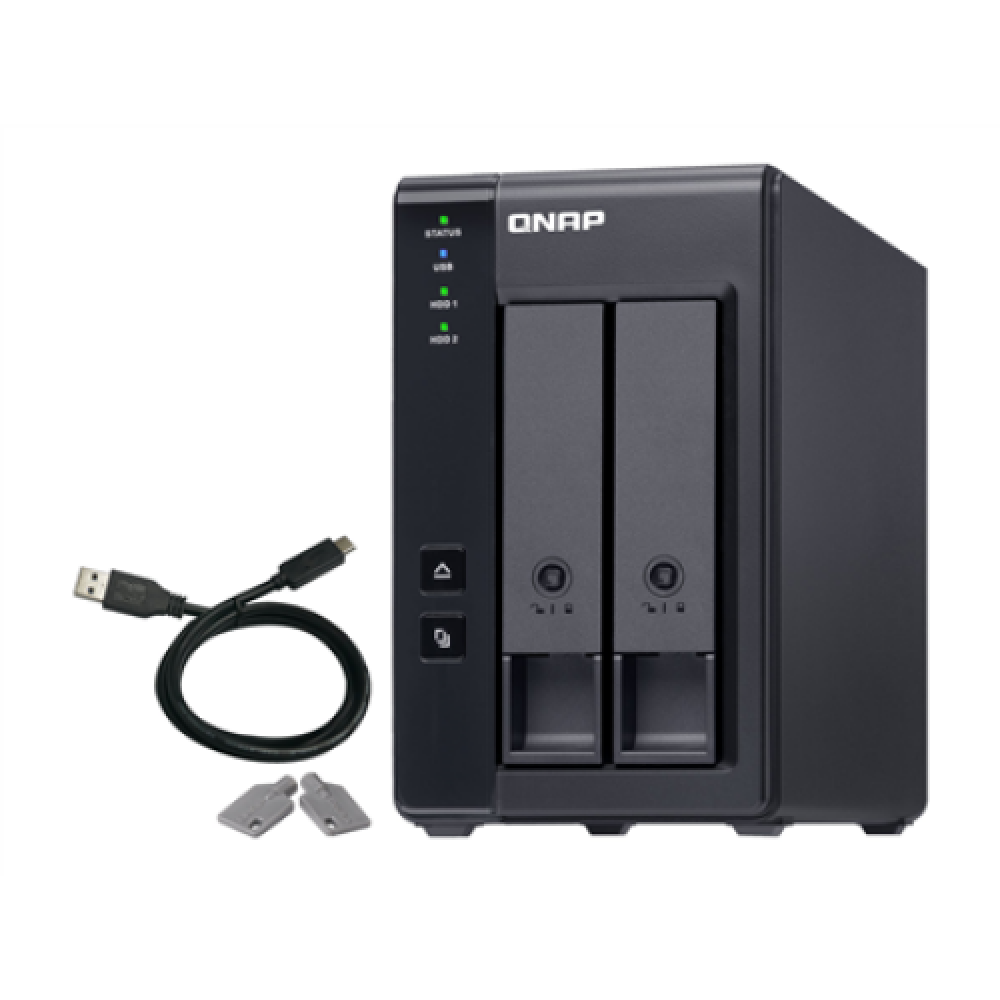 QNAP 2 Bay USB Type-C Direct Attached Storage with Hardware RAID , TR-002 , Micro , 6 GB , Black