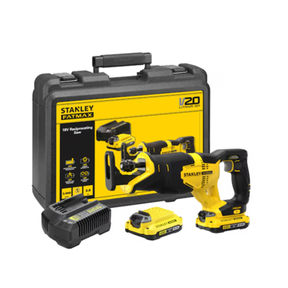 SFMCS300D2K-QW Stanley , 18V V20 Reciprocating Saw - 2 x 2.0Ah Kitbox , SFMCS300D2K-QW , 18 V