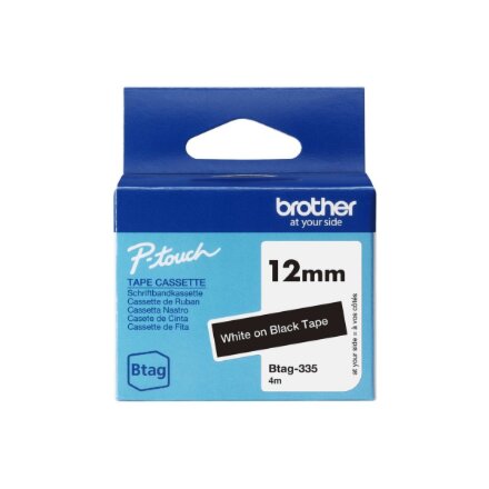 Brother BTAG-335 , White on Black , Btag