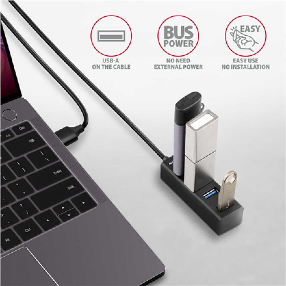 AXAGON Miniature metal four-port USB 3.2 Gen 1 hub , HUE-M1AL