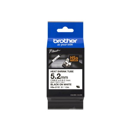 Brother , HSe-211E , Black on white , Thermal , Roll (0.52 cm x 1.5 m)