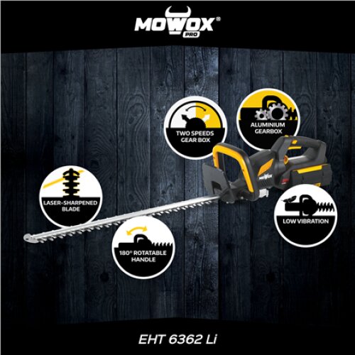 MoWox , 62V Excel Series Hand Held Battery Hedge Trimmer With Rotating Handle (Without Battery and Charger) , EHT 6362 Li , Cordless