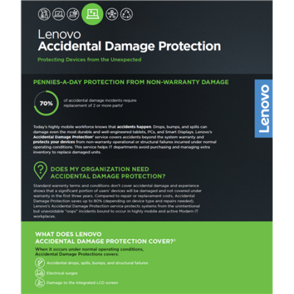 Lenovo Warranty 1Y Accidental Damage Protection Add On , Lenovo , Warranty , 1Y Accidental Damage Protection Add On