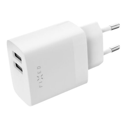 FIXED Dual USB Travel Charger 17W, White , Fixed