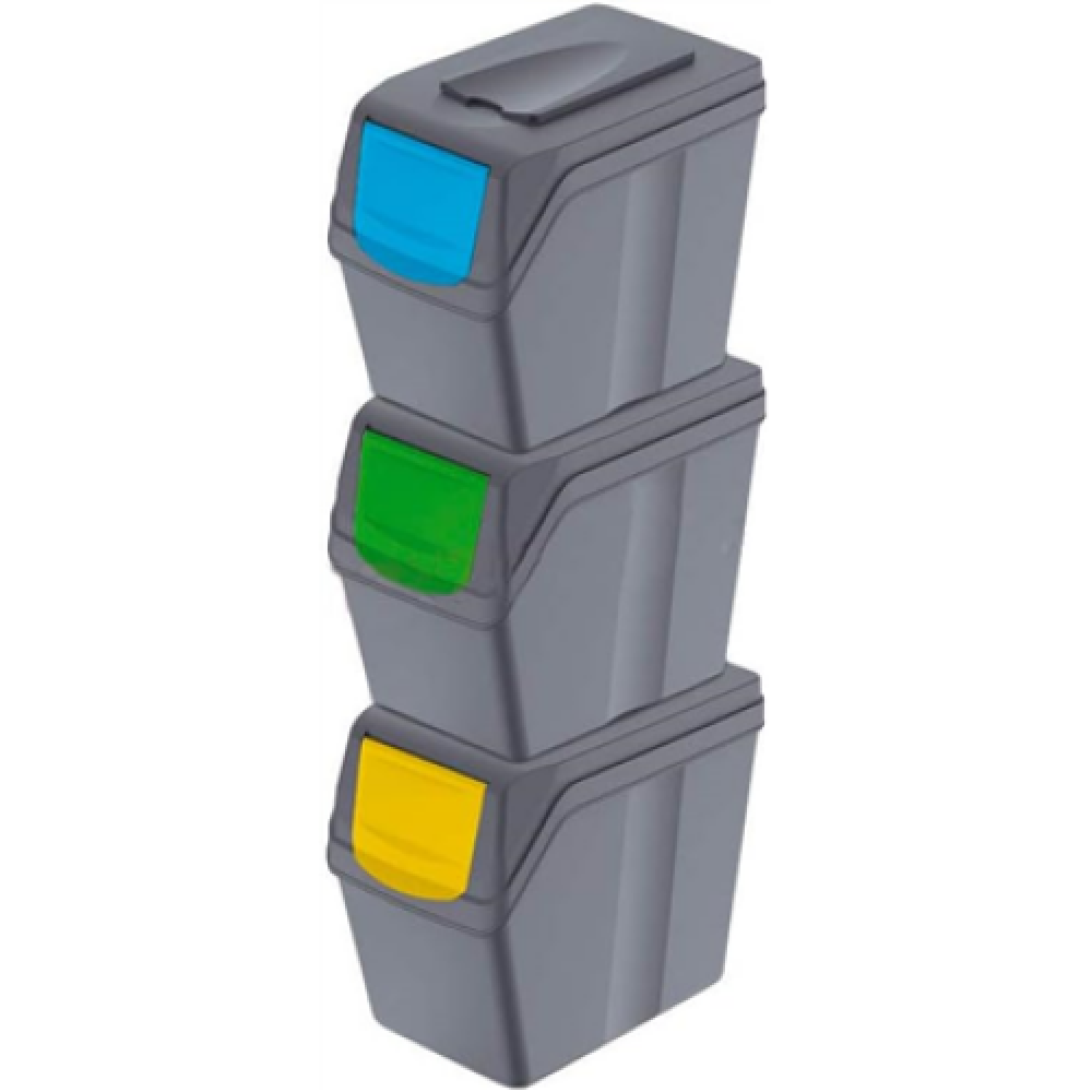 Sortibox Prosperplast Set of 3 Recycling Bins 3x20L Grey