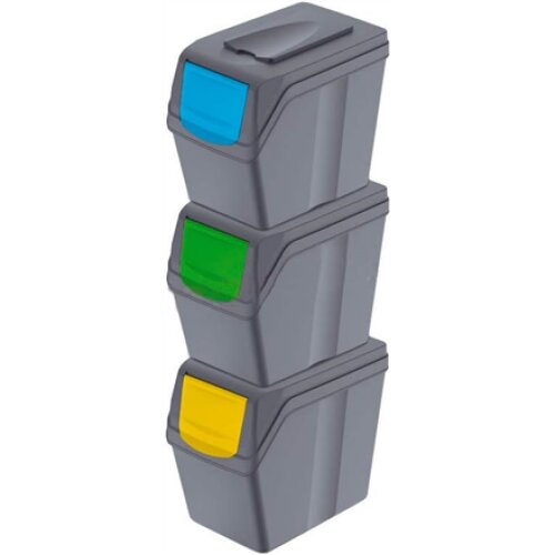 Sortibox Prosperplast Set of 3 Recycling Bins 3x20L Grey