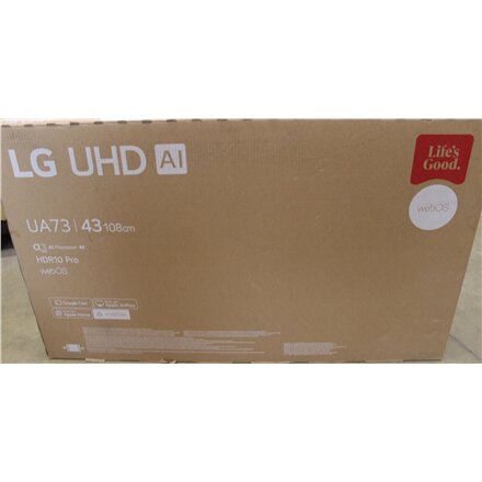 SALE OUT. LG 4K LED LCD TV , 43UA73003LA , 43 , Smart TV , webOS , UHD , Black , UNPACKED ,USED