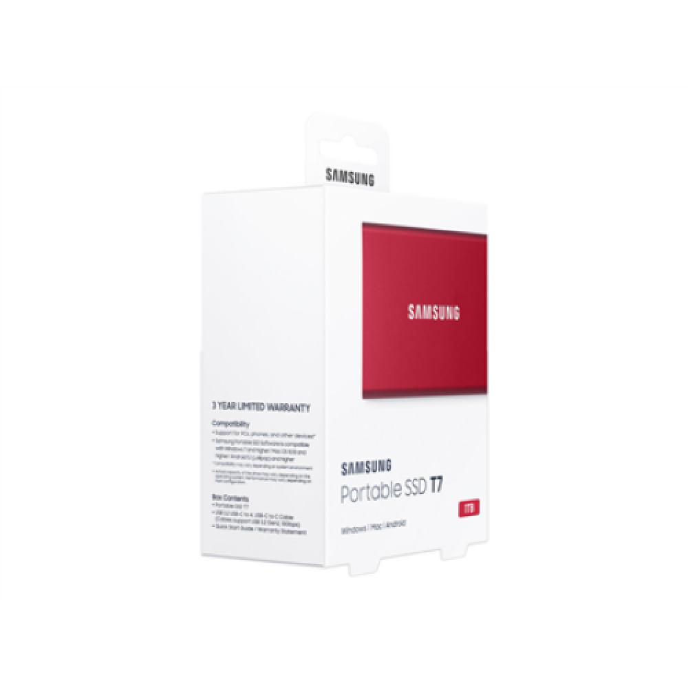 Portable SSD , T7 , 1000 GB , N/A , USB 3.2 , Red