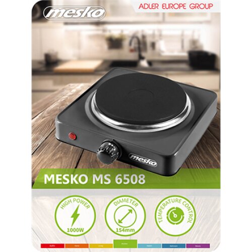 Mesko , Hob , MS 6508 , Number of burners/cooking zones 1 , Rotary , Electric , Black