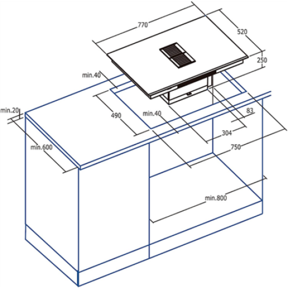CATA AD7744 Induction hob with built-in hood, Number of burners/cooking zones 4, Touch, Timer, Black