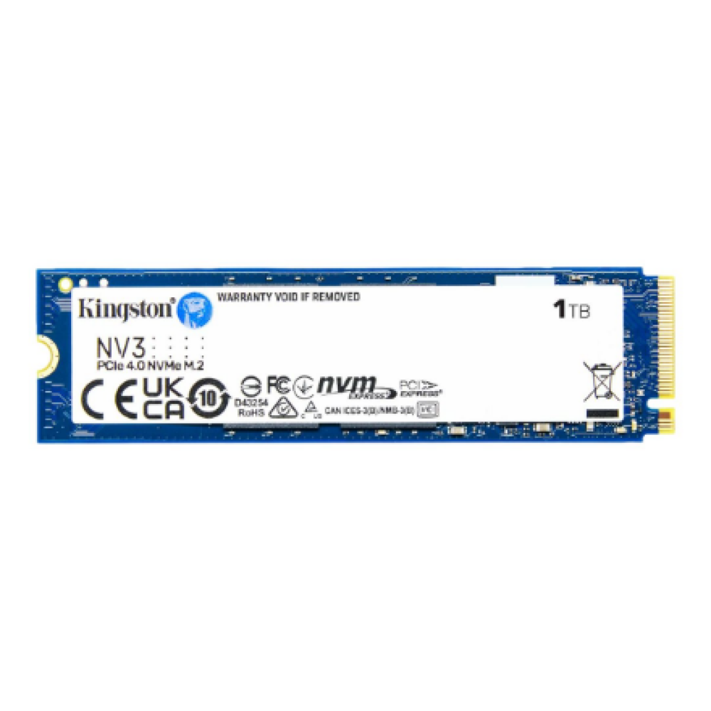 Kingston SSD , NV3 , 1000 GB , SSD form factor M.2 2280 , Solid-state drive interface PCIe NVMe Gen 4.0 (x4) , Read speed 6000 MB/s , Write speed 4000 MB/s