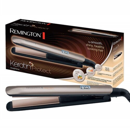 Remington , Keratin Protect Hair Straightener , S8540 , Ceramic heating system , Display LCD , Temperature (max) 230 °C , Bronze/Black