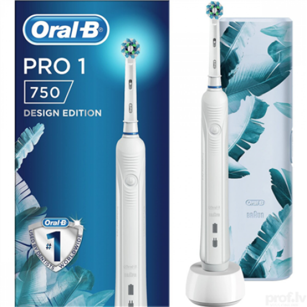 Oral-B Electric Toothbrush Pro1 750 Rechargeable, For adults, Number of brush heads included 1, Number of teeth brushing modes 1, White