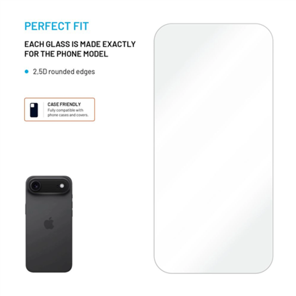 Fixed Screen protector , Apple , iPhone Air , Tempered Glass , Transparent , 2.5D