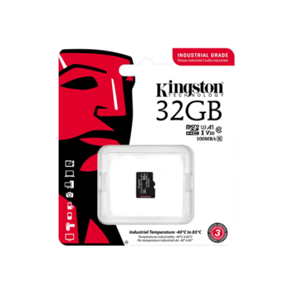 Kingston , UHS-I , 32 GB , microSDHC/SDXC Industrial Card , Flash memory class Class 10, UHS-I, U3, V30, A1