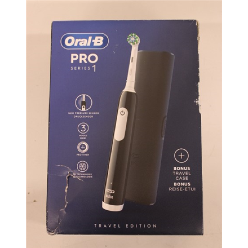 SALE OUT. Oral-B Pro Series 1 Electric Toothbrush, Black , Oral-B , Electric Toothbrush , Pro Series 1 , Rechargeable , For adults , Number of brush heads included 1 , Number of teeth brushing modes 3 , Black , DAMAGED PACKAGING, SCRATCHES ON CORPUS