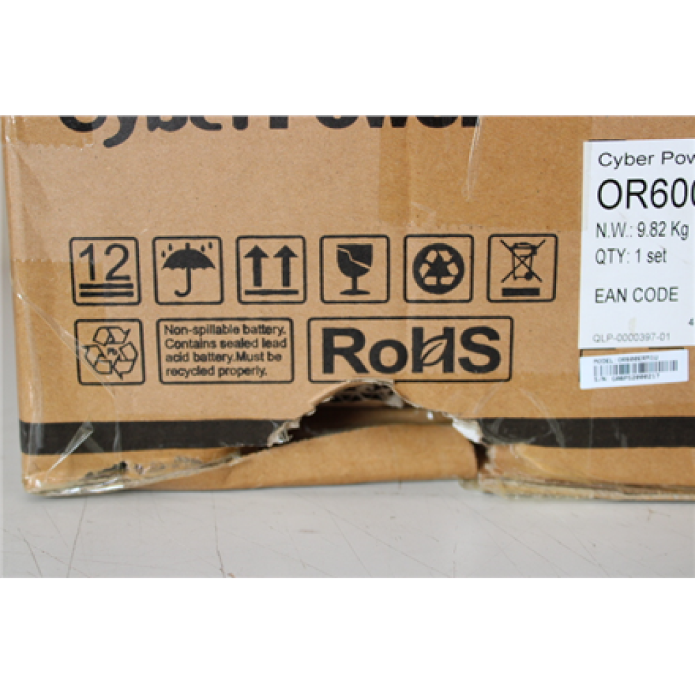 SALE OUT. CyberPower OR600ERM1U Smart App UPS Systems , CyberPower , Smart App UPS Systems , OR600ERM1U , 600 VA , 360 W , DAMAGED PACKAGING
