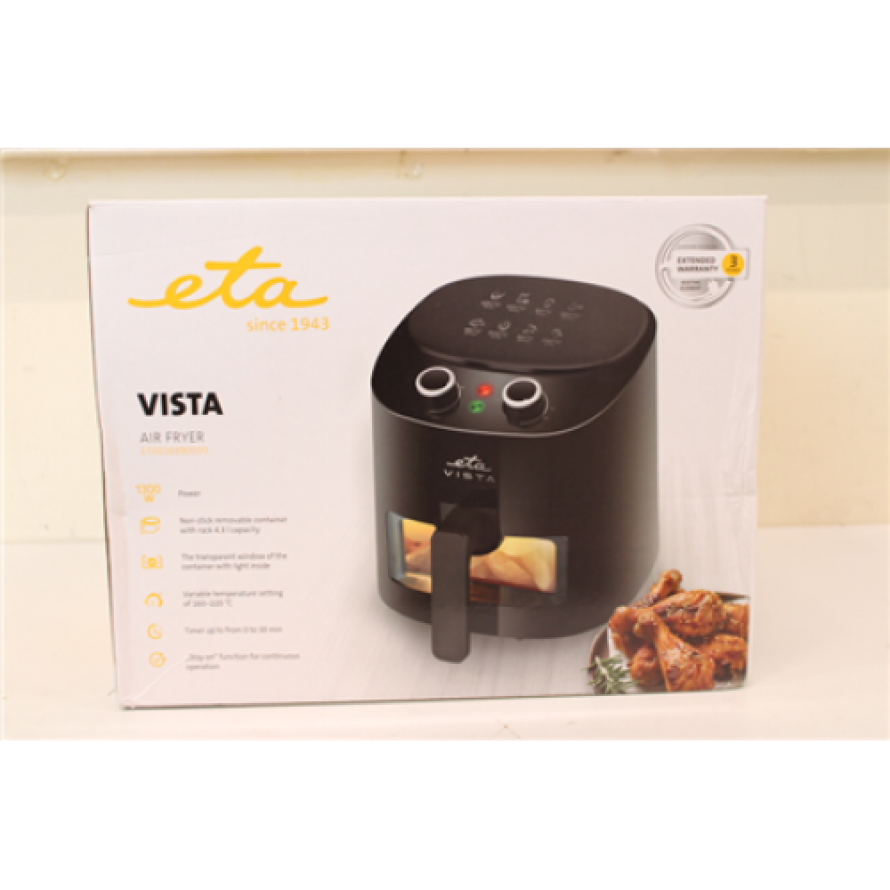 SALE OUT. , ETA , ETA016890000 Vista , Hot air fryer , Power 1300 W , Capacity 4.3 L , Hot air technology , Black , UNPACKED,SCRATCHED