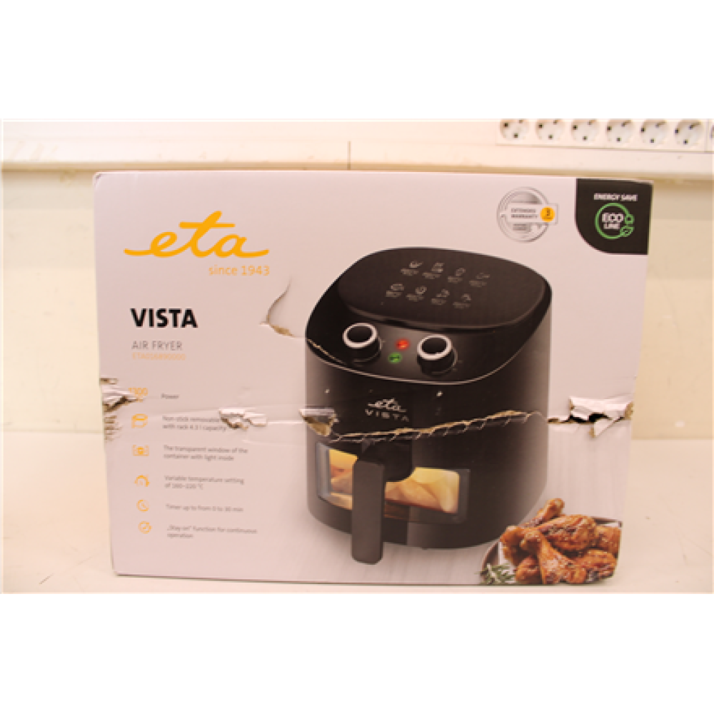 SALE OUT. ETA , Hot air fryer , ETA016890000 Vista , Power 1300 W , Capacity 4.3 L , Hot air technology , Black , DAMAGE PACKAGING