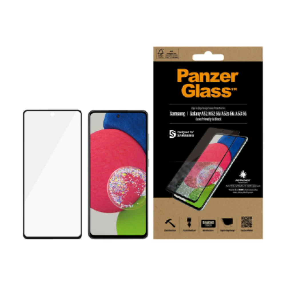 PanzerGlass , Samsung , Galaxy A52 , Black/Transparent , Antifingerprint screen protector