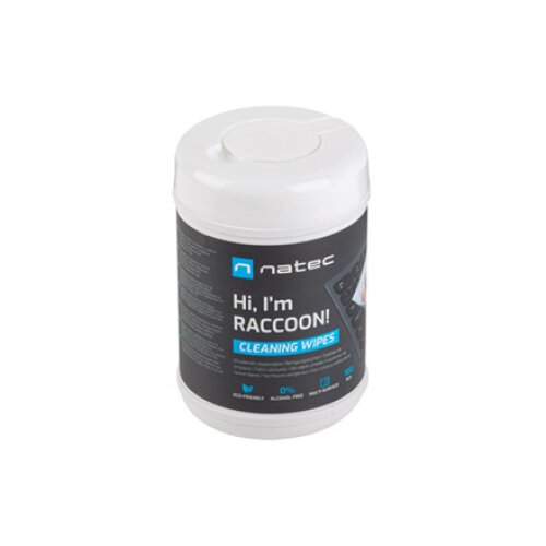 Natec Cleaning Wipes, Raccoon, 10x10 cm, 100-pack , Natec , Cleaning Wipes , NSC-1796 , Wet