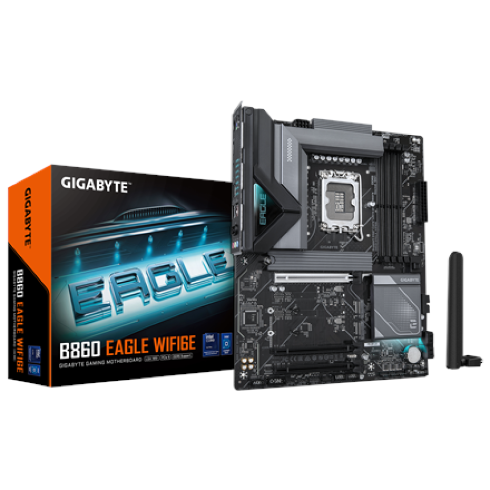 Gigabyte B860 EAGLE WIFI6E , Processor family Intel , Processor socket LGA1851 , DDR5 , Supported hard disk drive interfaces SATA, M.2 , Number of SATA connectors 4