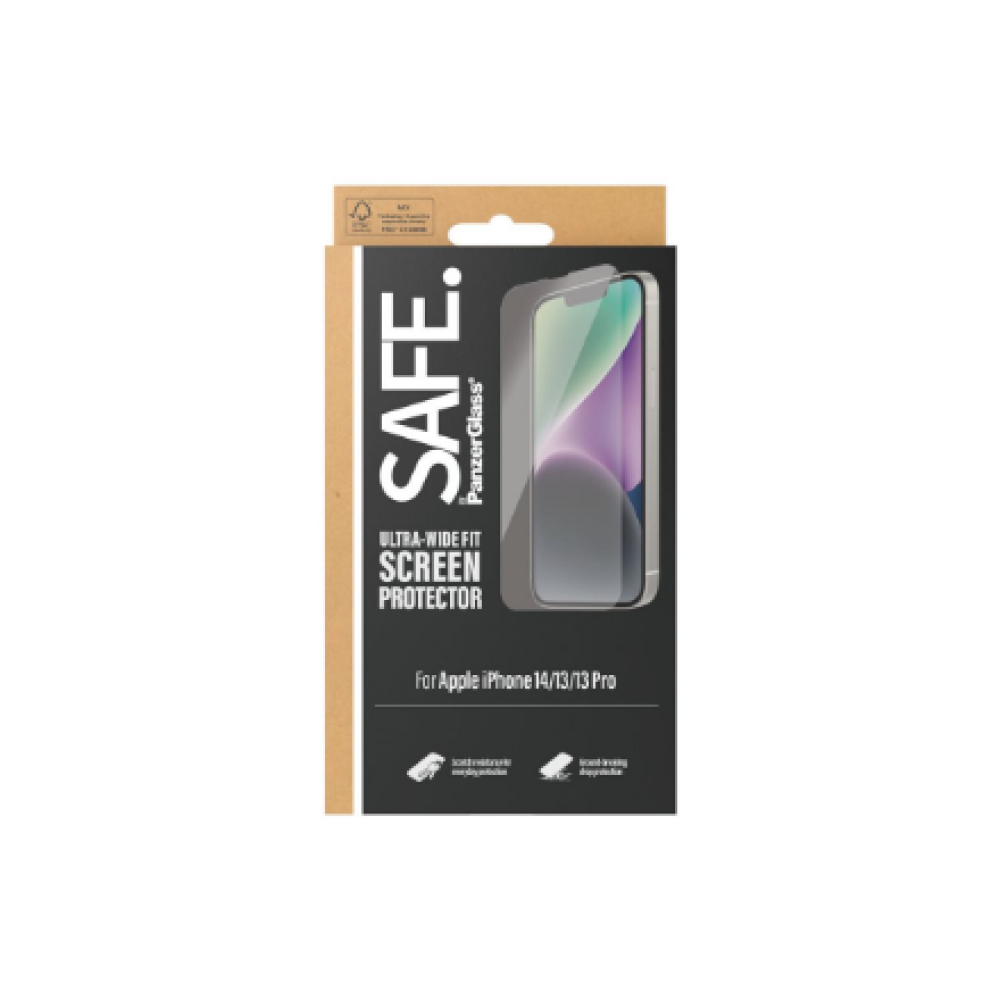 SAFE by PanzerGlass Screen Protector Apple iPhone 14 , 13 , 13 Pro , Ultra-Wide Fit , PanzerGlass
