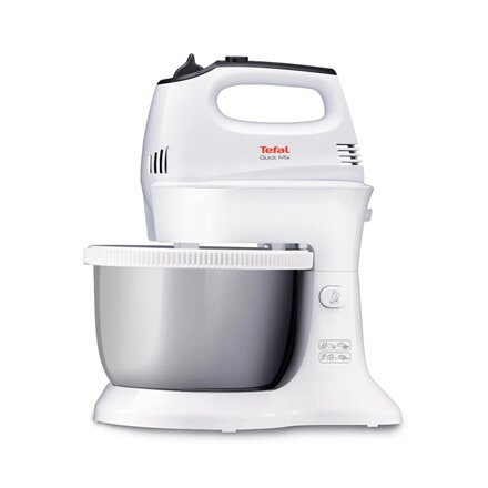 TEFAL HT312138 Quickmix , Hand Mixer , 300 W , Number of speeds 5 , Turbo mode , White/Stainless steel