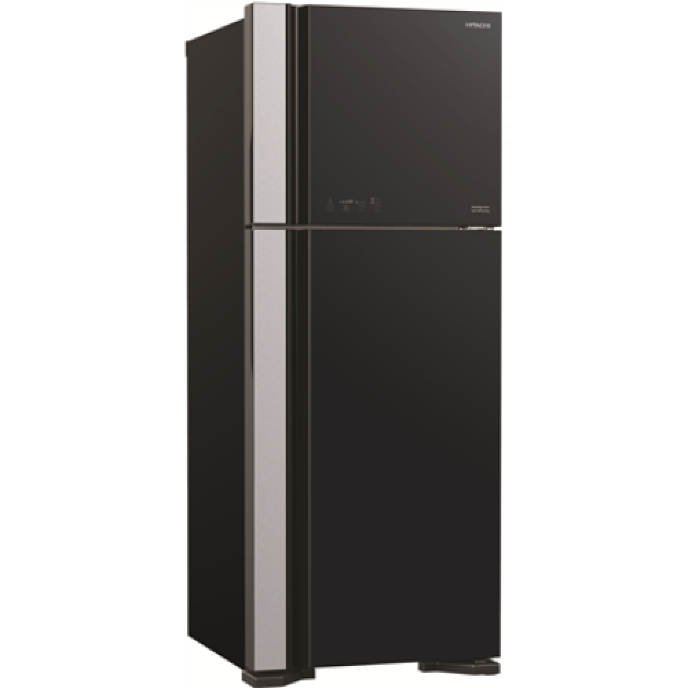Hitachi Refrigerator R-VG541PRU0 (GBK) Energy efficiency class F, Free standing, Height 183.5 cm, No Frost system, Fridge net capacity 333 L, Freezer net capacity 117 L, Glass Black