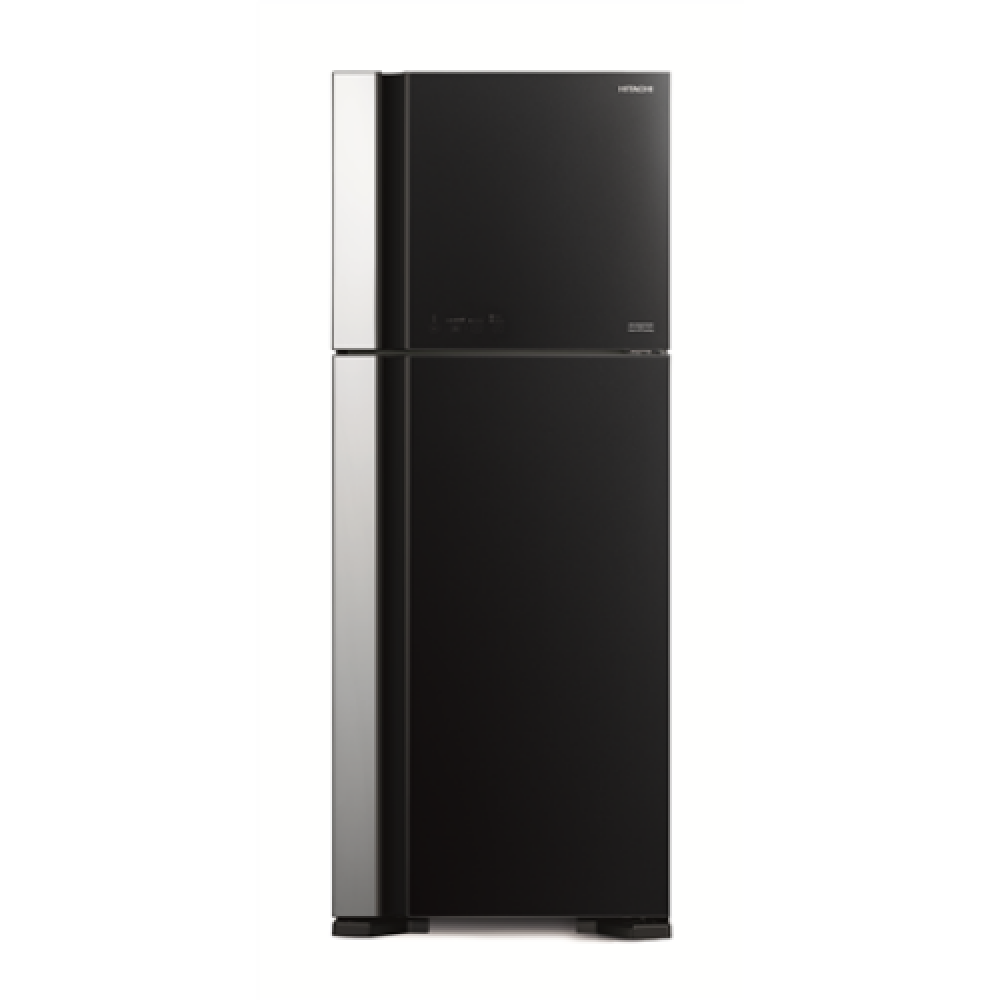 Hitachi Refrigerator R-VG541PRU0 (GBK) Energy efficiency class F, Free standing, Height 183.5 cm, No Frost system, Fridge net capacity 333 L, Freezer net capacity 117 L, Glass Black