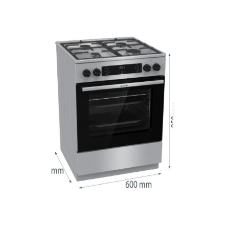Gorenje GK6C4XF , Cooker , Hob type Gas , Oven type Electric , Stainless steel , Width 60 cm , Depth 60 cm , Grilling , Energy efficiency class A , 71 L