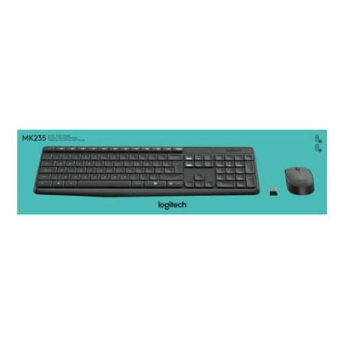 Logitech , MK235 , Keyboard and Mouse Set , Wireless , Mouse included , Batteries included , US , Black