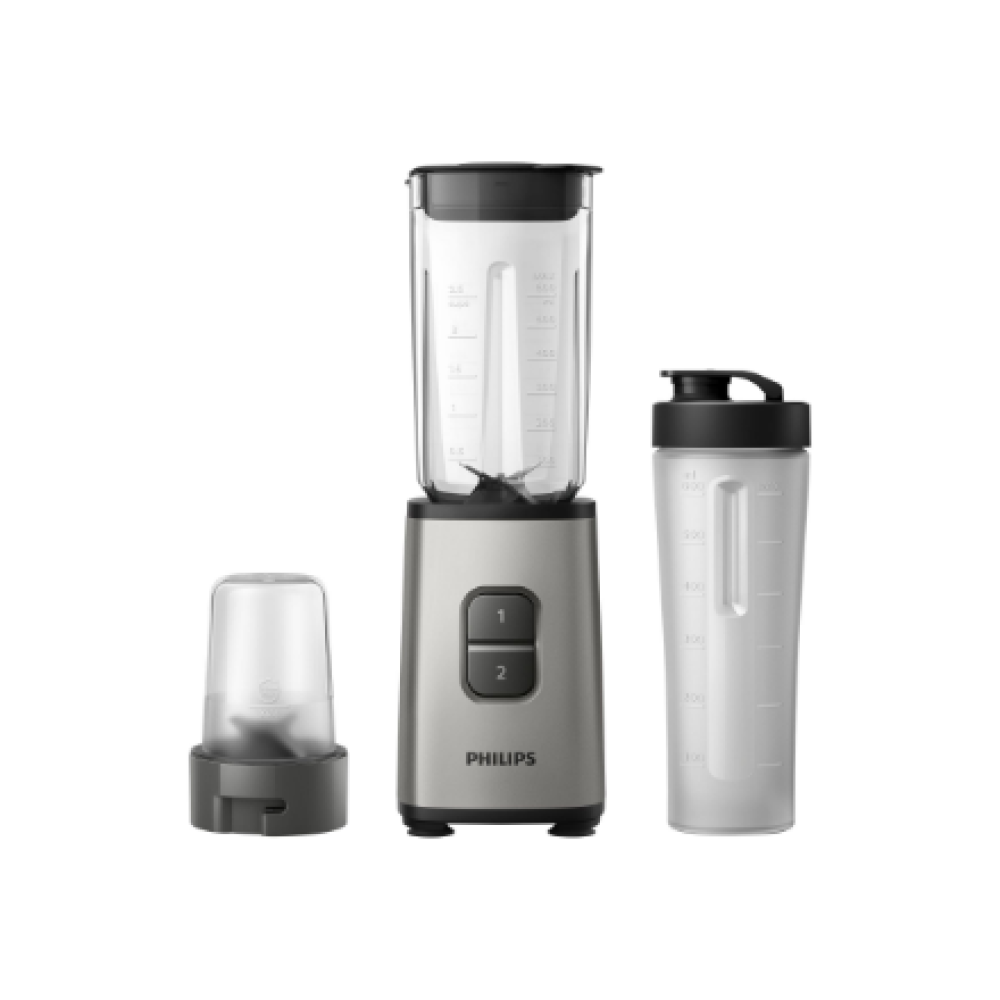 Philips Mini Blender , HR2604/80 Daily Collection , Tabletop , 350 W , Jar material Plastic/Glass , Jar capacity 0.6+0.6 L , Ice crushing , Pearl metal