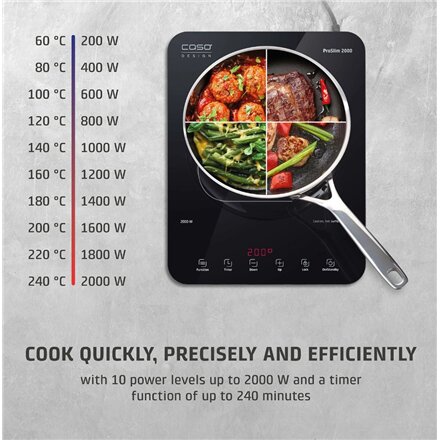 Caso Mobile Single Hob , ProSlim 2000 , Induction , Number of burners/cooking zones 1 , Touch , Timer , Black