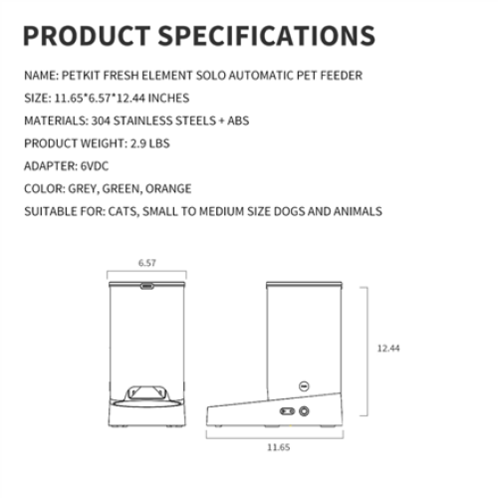 PETKIT Fresh Element Solo Capacity 3 L Material ABS, Stainless steel Orange