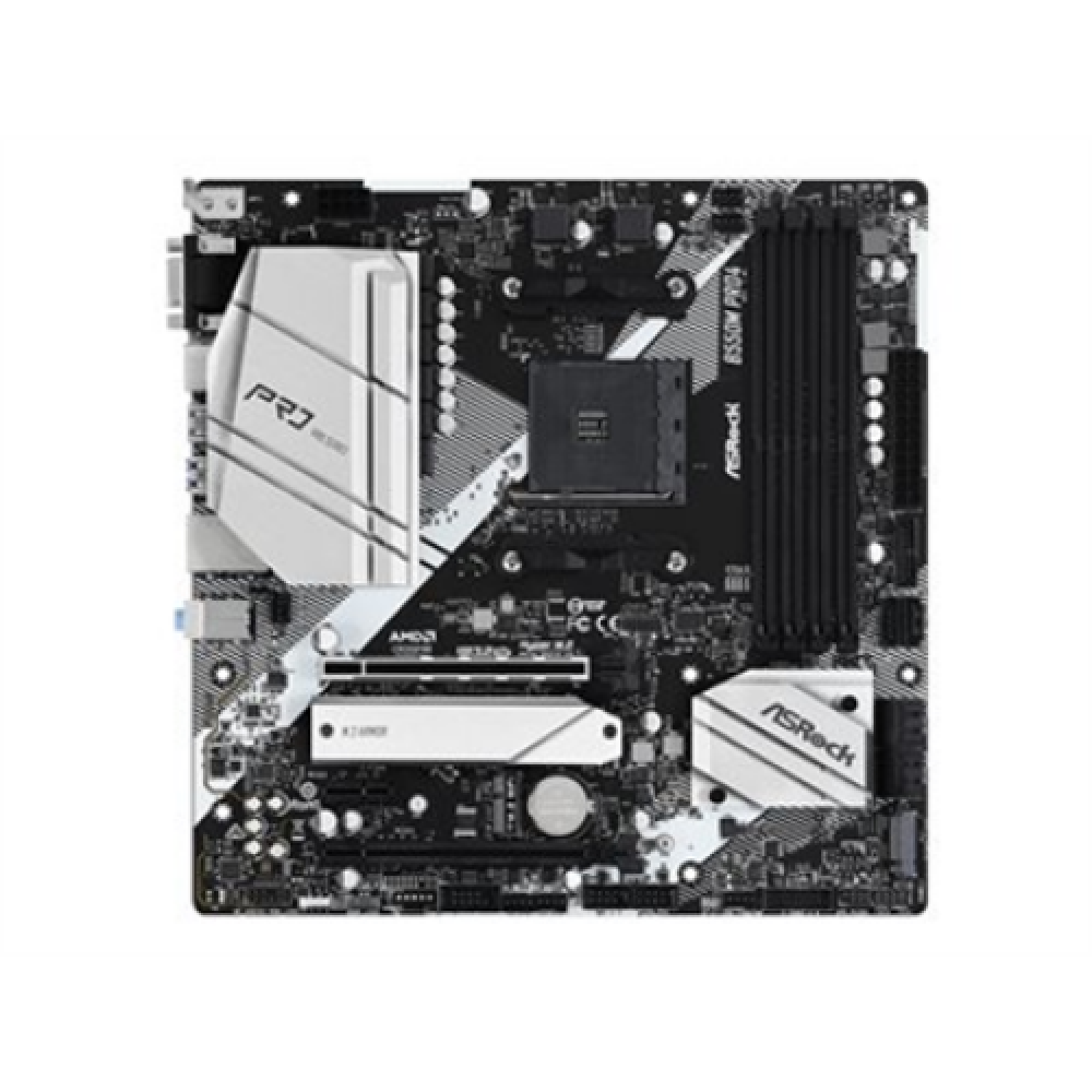 ASRock , B550M Pro4 , Processor family AMD , Processor socket AM4 , DDR4 DIMM , Memory slots 4 , Supported hard disk drive interfaces SATA3, M.2 , Number of SATA connectors 6 , Chipset AMD B550 , Micro ATX