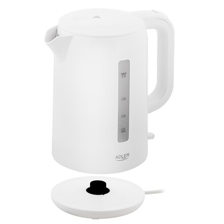 Adler , Kettle , AD 1386 , Electric , 1850 W , 2.2 L , Plastic , 360° rotational base , White