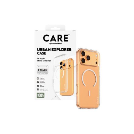 PanzerGlass Flagship Case , Back cover , Apple , iPhone 17 Pro Max , Recycled plastic , Transparent , Urban Explorer w. White MagSafe