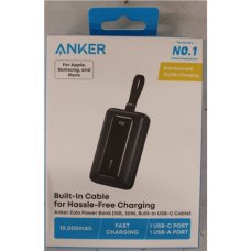 SALE OUT. Power Bank with Built-In USB-C Cable , A1688H11 , 10000 mAh , Black , DAMAGED PACKAGING