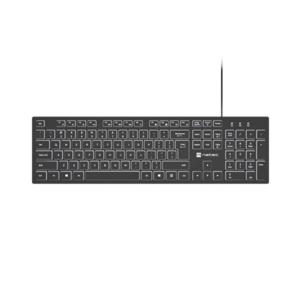 Natec Herring Glow , Keyboard , Wired , US , Black , USB Type-A