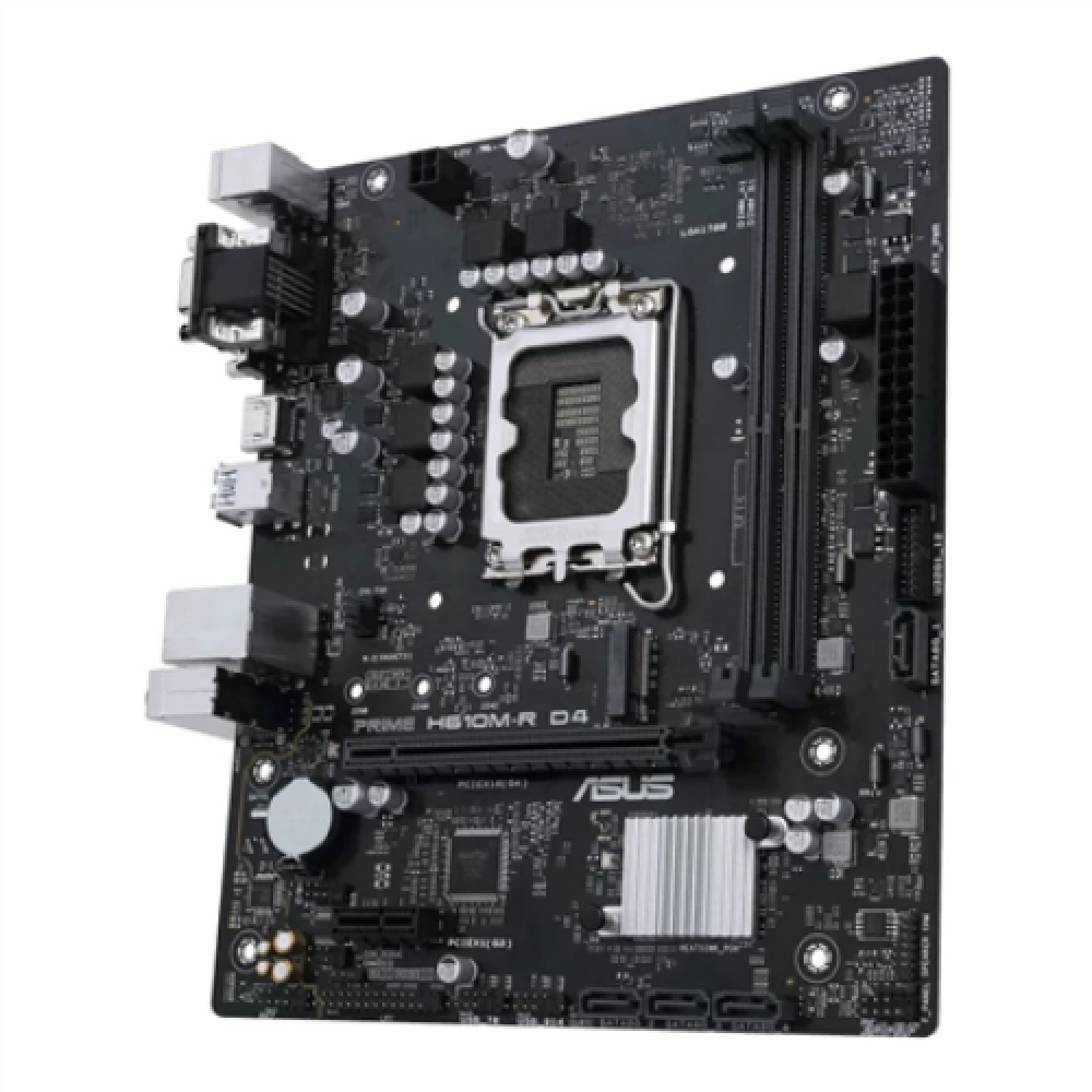 Asus , PRIME H610M-R D4-SI , Processor family Intel , Processor socket LGA1700 , DDR4 DIMM , Memory slots 2 , Supported hard disk drive interfaces SATA, M.2 , Number of SATA connectors 4 , Chipset Intel H610 , Mic-ATX