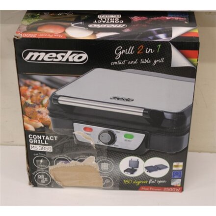 SALE OUT. Mesko MS 3050 Grill, Contact, Power 1800 W, Black/Stainless steel , Mesko , Grill , MS 3050 , Contact grill , 1800 W , Black/Stainless steel , DAMAGED PACKAGING, MISSING SPATULA