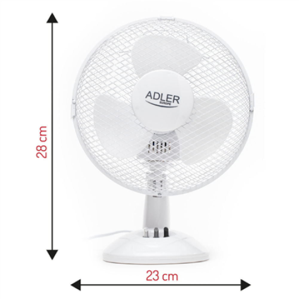 Adler , AD 7302 , Desk Fan , White , Diameter 23 cm , Number of speeds 2 , Oscillation , 60 W , No